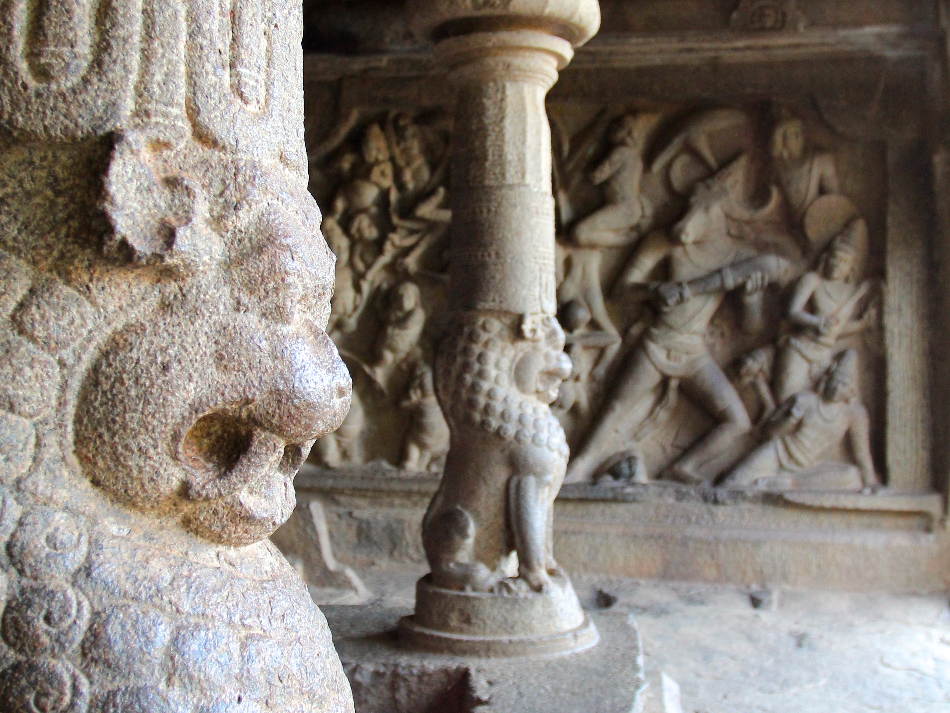 Mahabalipuram | Mamallapuram | Rock-cut cave temple | Lion Pillar 