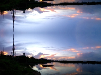 Reflective Doordarshan tv tower Panoramic view
